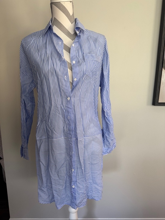 Gilligan & O'Malley Other - Striped Blue Longline Button-Up Sleep Shirt